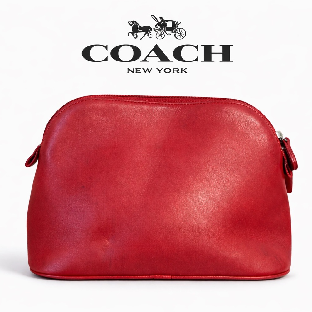Coach vintage legacy Red Leather large cosmetic Bag